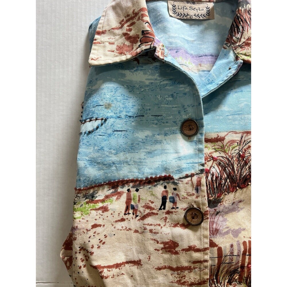 Vintage Life Style Art to Wear Womens Jacket Size L Beach Ocean Sailing Boho - Picture 11 of 14